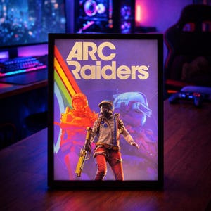 Arc Raiders Led Wall Art – Gaming Room Decor – RGB Backlit Poster Frame – Gamer Gift – USB LED Light Picture – Gaming Setup Decoration
