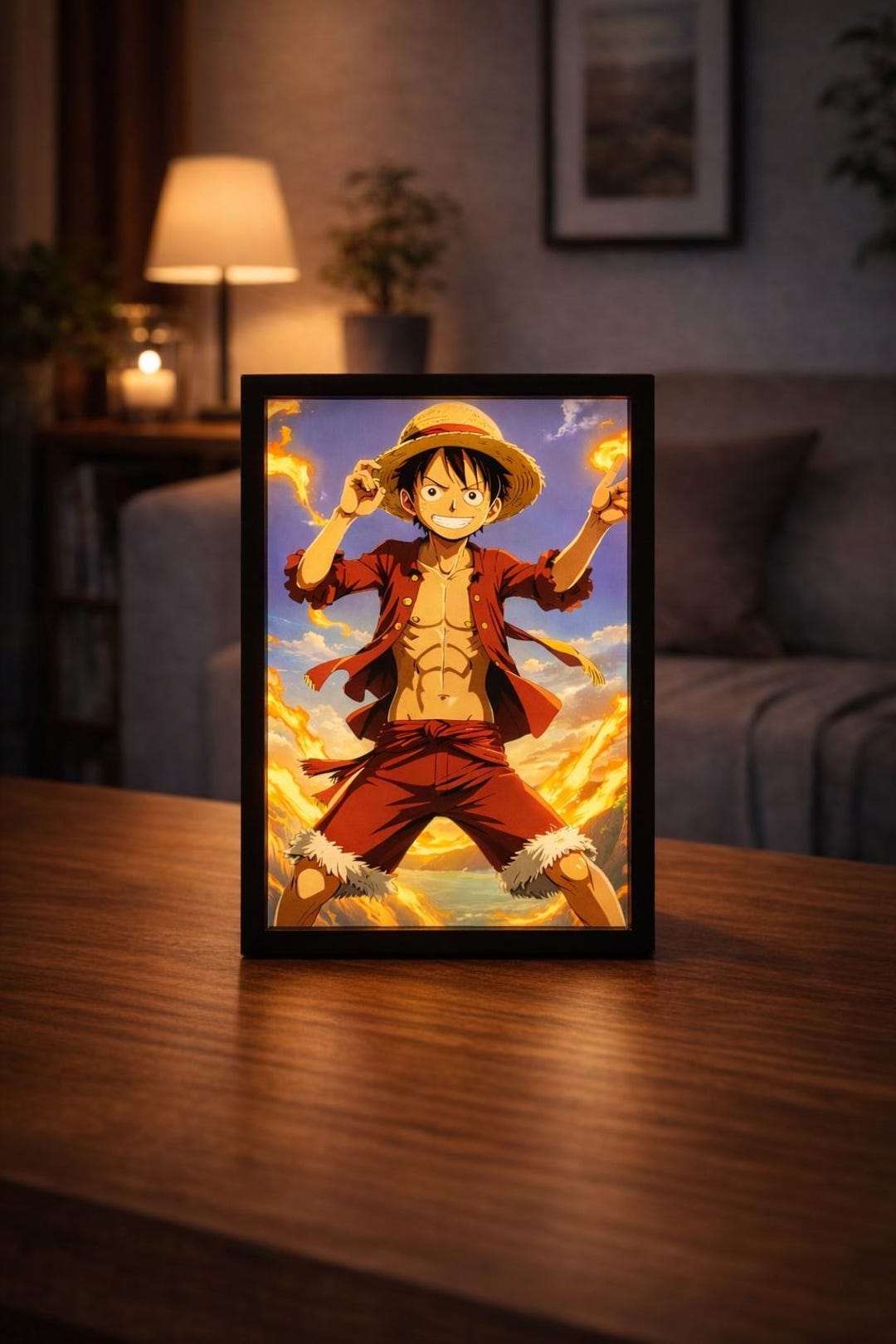 LED Backlit Anime Frame – USB Light Picture Frame – Luffy One Piece ...
