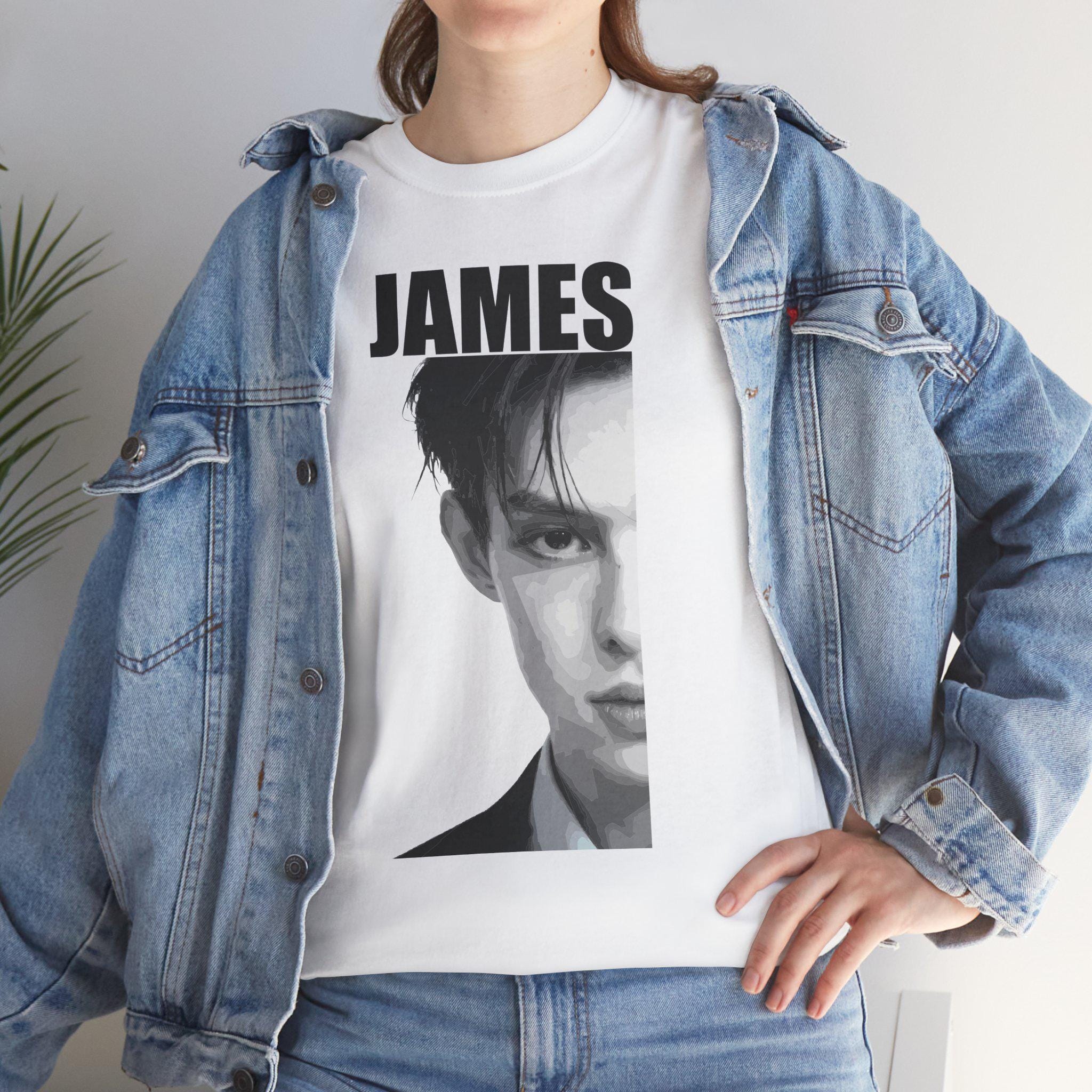 James Cortis Portrait Tee | Black White Half-face Photo Graphic