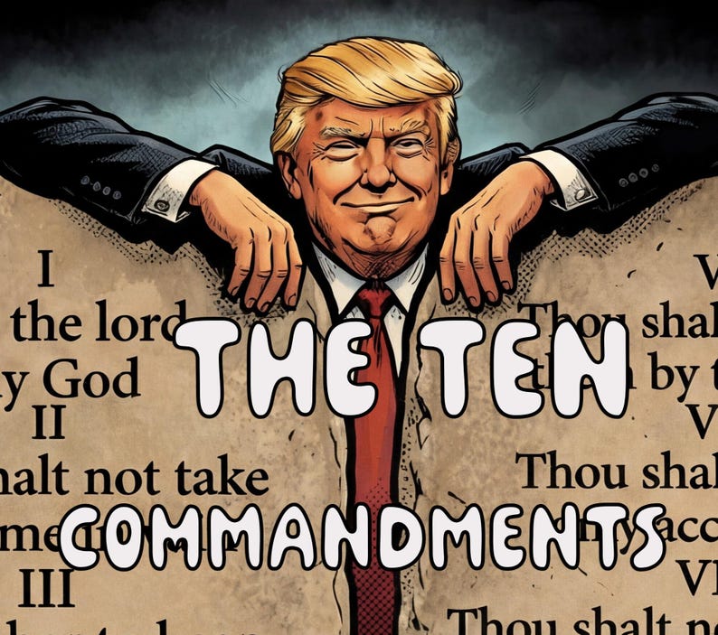 Funny Ten Commandments Parody Poster, Biblical Humor Wall Art ...