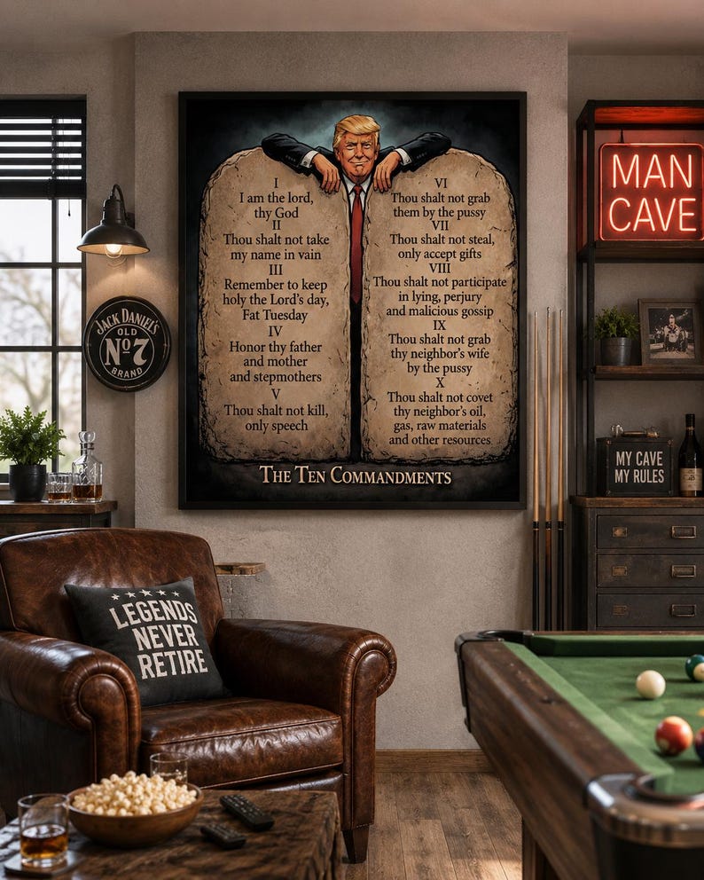 Funny Ten Commandments Parody Poster, Biblical Humor Wall Art ...