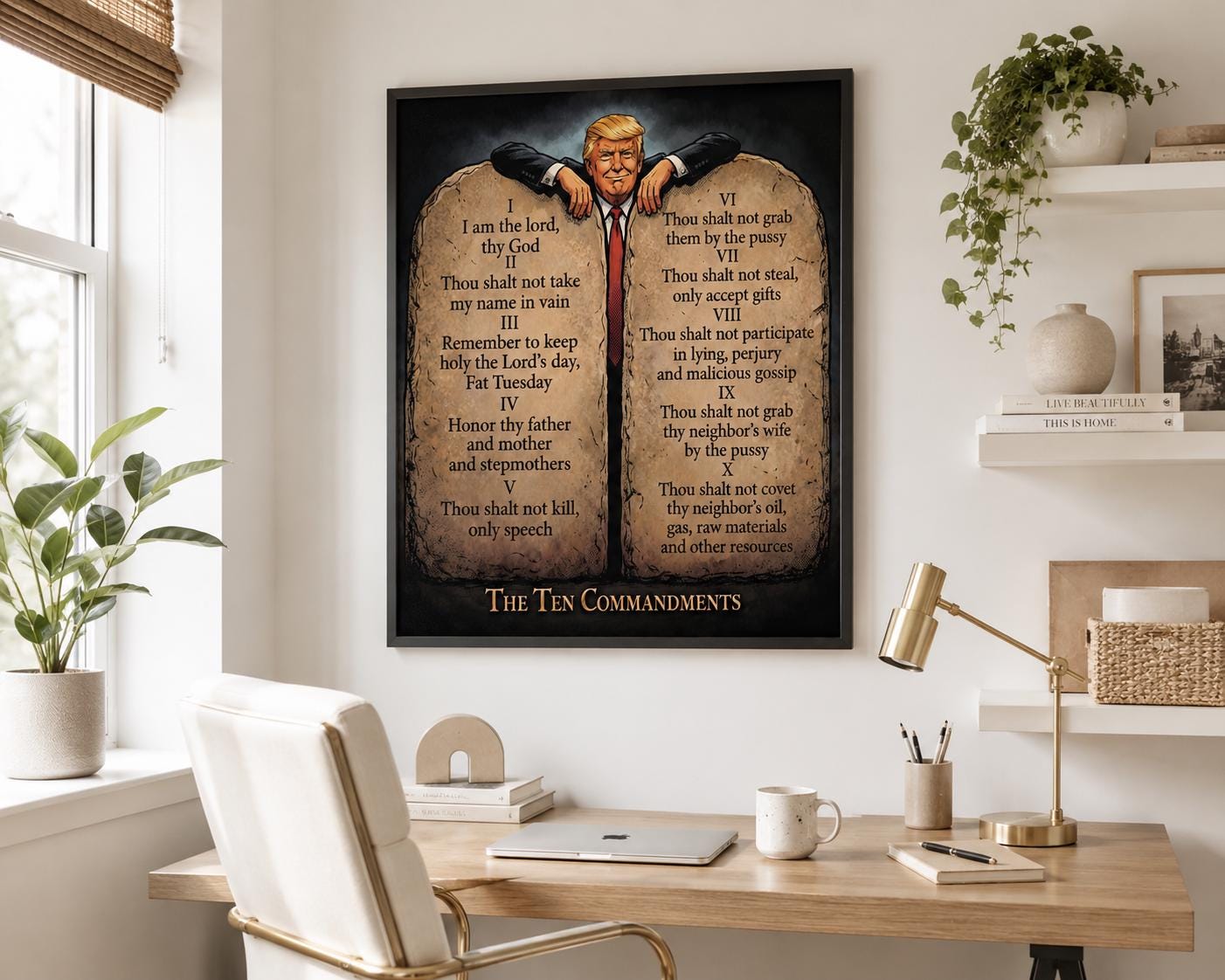 Funny Ten Commandments Parody Poster, Biblical Humor Wall Art ...