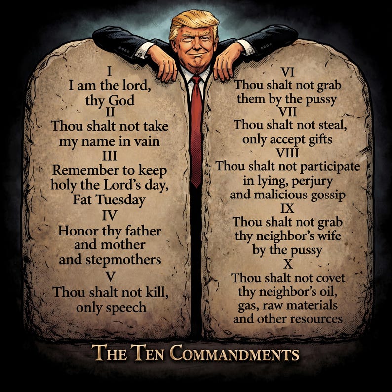 Funny Ten Commandments Parody Poster, Biblical Humor Wall Art ...