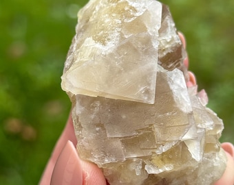 Fluorita amarilla inglesa con grabado natural / Ejemplar mineral del Reino Unido / Cristal de coleccionista