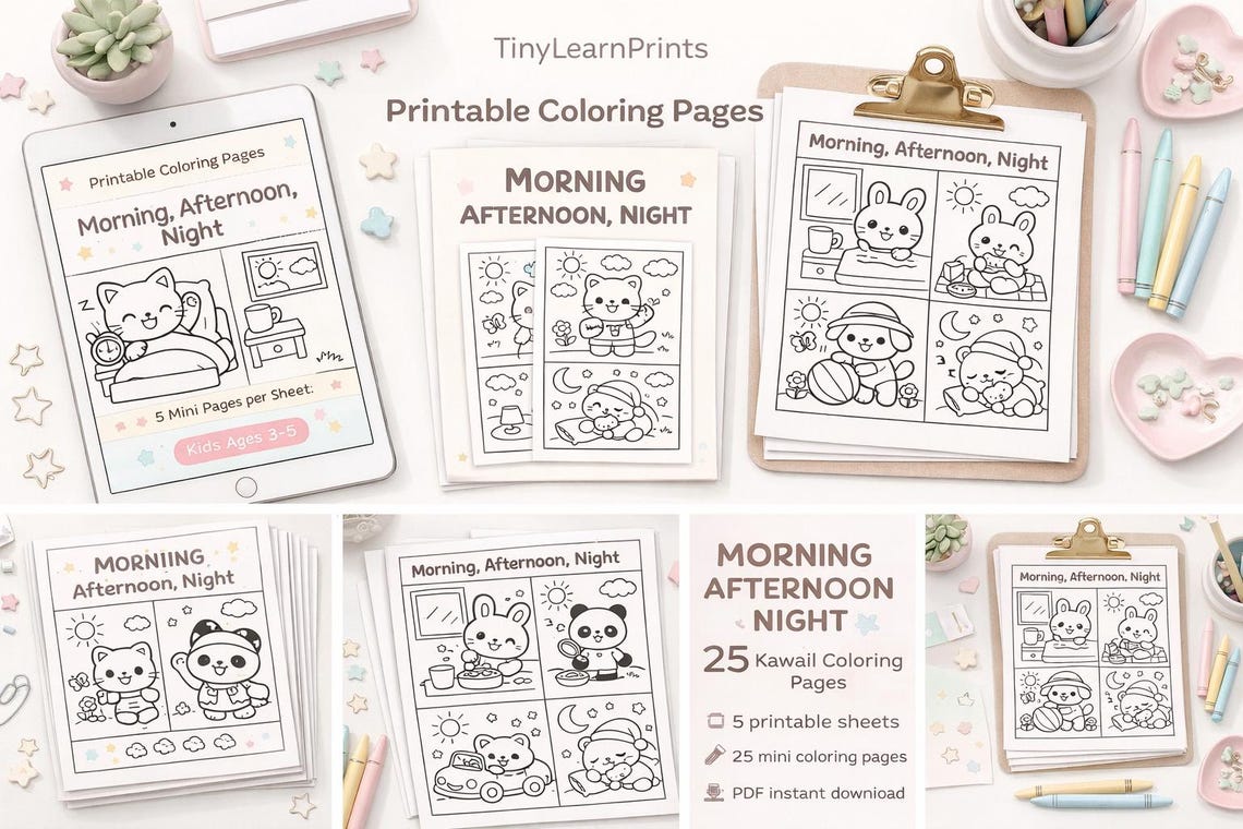 Kawaii Routine Kawaii Daily Routine Coloring Pages, Toddler Preschool Activity (PDF ...