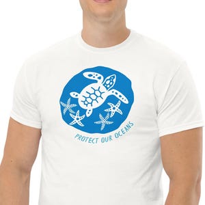 Turtle, Protect Our Oceans, retro, minimalist, Nature Lover T-Shirt, Unisex, Plus sizes