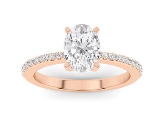 Rose Gold Sterling Silver Round Solitaire Engagement Ring | 925 Silver Pave Diamond Ring | Milgrain Vintage Wedding Band | Promise Ring.