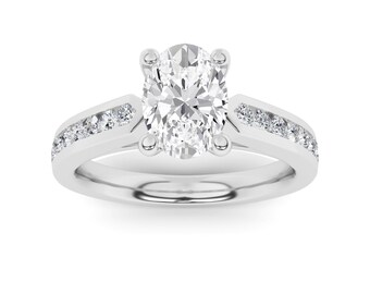 Oval Cut Engagement Ring, 925 Sterling Silver Ring for Women, Delicate Oval Solitaire Pave Band Ring, Promise Ring, Fake Engagement Ring