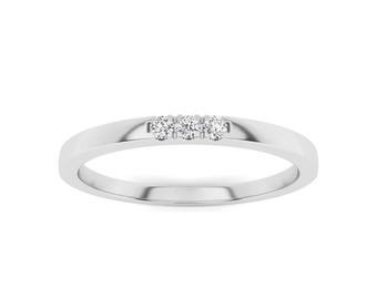 Three Stone Round Three Stone Lab Grown Diamond Engagement Rings in Sterling Silver