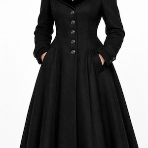 ladies black dress coat Trench With Dress Trench Coat Double Breasted Bergman Limited Edition Santinni breasted coat Ladies Long Black Coats -