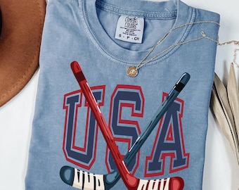 USA Hockey Shirt 2026 Winter Games, Vintage American Ice Hockey T-Shirt, Retro Varsity Sports Fan Gift, Patriotic Team Support Tee
