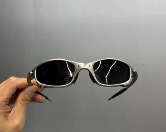 Okulary przeciwsłoneczne Vintage Oakley Juliet 1.0 X-Metal z polaryzacją, czarne soczewki, srebrne oprawki