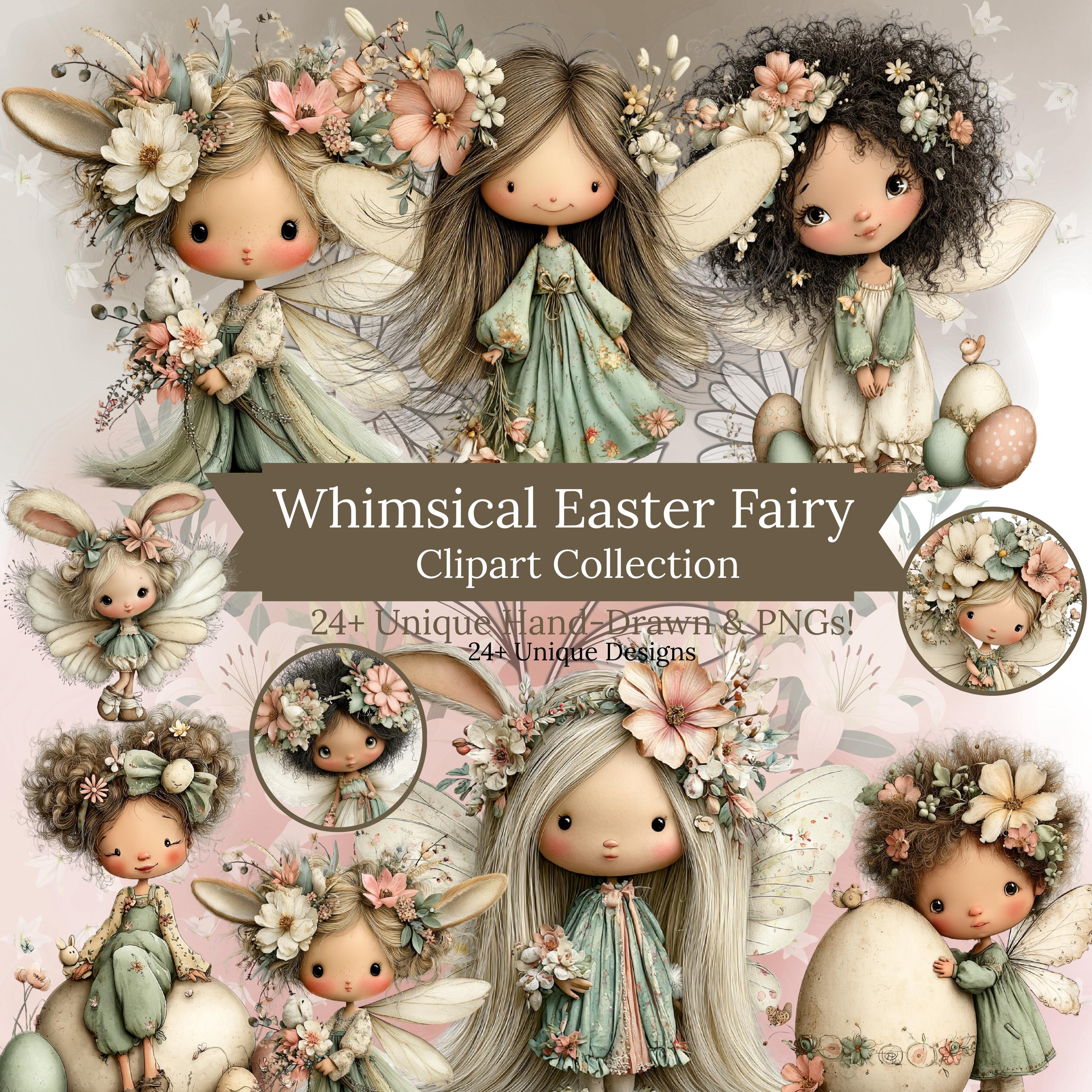 Whimsical Easter Fairy Clipart Bundle, Spring Fairy PNG, Cute Bunny ...