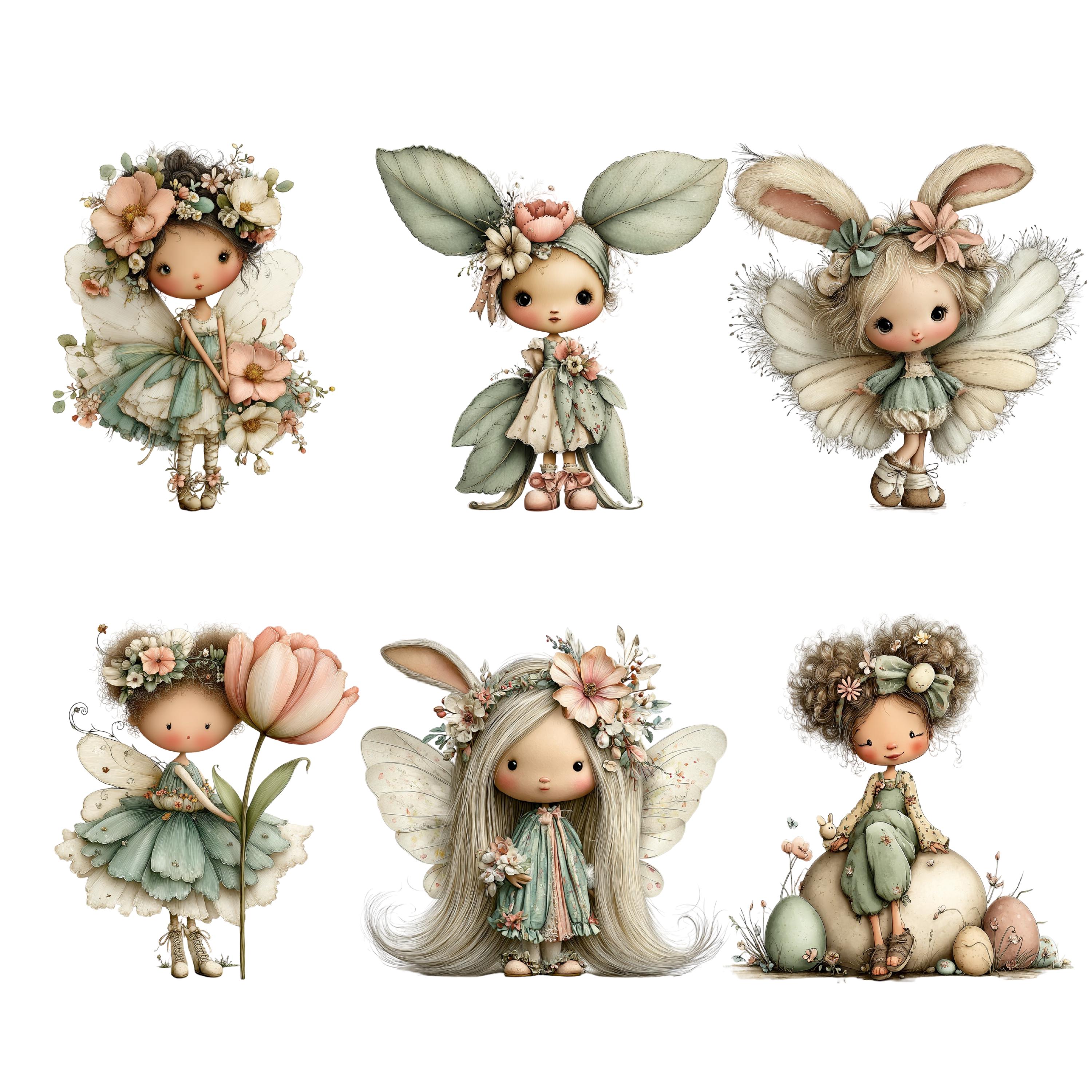 Whimsical Easter Fairy Clipart Bundle, Spring Fairy PNG, Cute Bunny ...