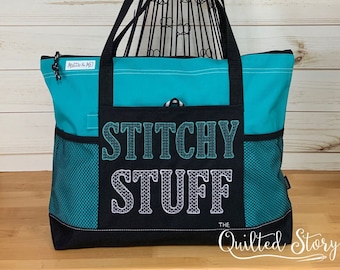 TURQUOISE Cross Stitchers Bag-Large Cross Stitch Zippered Bag-Cross Stitchers Retreat Bag-Cross Stitchers Travel Bag-Stitchers Travel Bag
