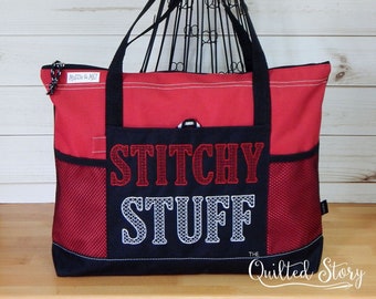 RED Cross Stitchers Bag-Large Cross Stitch Zippered Bag-Cross Stitchers Retreat Bag-Cross Stitchers Travel Bag-Stitchers Travel Bag