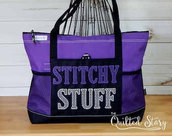 PURPLE Cross Stitchers Bag-Large Cross Stitch Zippered Bag-Cross Stitchers Retreat Bag-Cross Stitchers Travel Bag-Stitchers Travel Bag