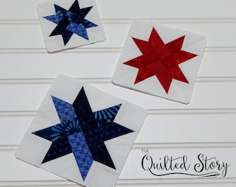 Small Sized Twisted Star Quilt Block Pattern-PDF Foundation Paper Piecing Quilt Block Pattern Download-Multiple Sizes Included