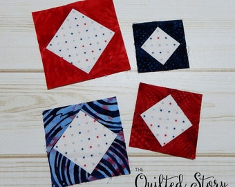 2"-2.5"-3"-3.5" FINISHED Sizes Square in a Square Quilt Block Foundation Paper Piecing Quilt Block Pattern-Economy Block-Block Download