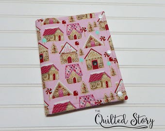 Cross Stitchers Project/Notions Folder-Cross Stitcher Organizers-Glitzy Pinky Gingerbread House Cross Stitch Folder