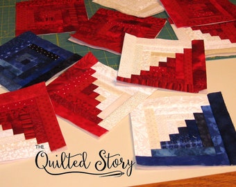 Log Cabin Quilt Block Pattern-Foundation Paper Piecing-Quilting-PDF Quilt Block Pattern Download-Multiple Sizes- Fabric Recipe Requirements