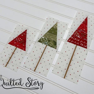Modello di blocco Scrappy Pines da 4" - PDF Foundation Paper Piecing Quilt Block Pattern Download - Blocco albero - Dimensioni multiple incluse - Albero di Natale