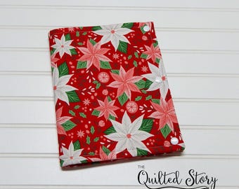 Cross Stitchers Project/Notions Folder-Cross Stitcher Organizers-Red Poinsettia Floral Cross Stitch Folder
