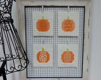 Pumpkin Patch Quilt Block Pattern-PDF Foundation Paper Piecing Quilt Block Pattern Download-Pumpkin Block-Multiple Sizes Included