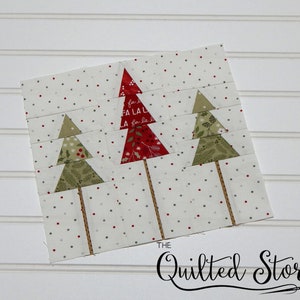 Modello di blocco di Natale Pines in the Woods - PDF Foundation Paper Piecing Quilt Block Pattern Download - Blocco albero - Dimensioni multiple incluse