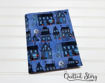 Purple Halloween Haunted Mansion Cross Stitchers Project Folder-Floss Organizer-Pocket Folder-Needlework Case-Needleworkers Project Folder