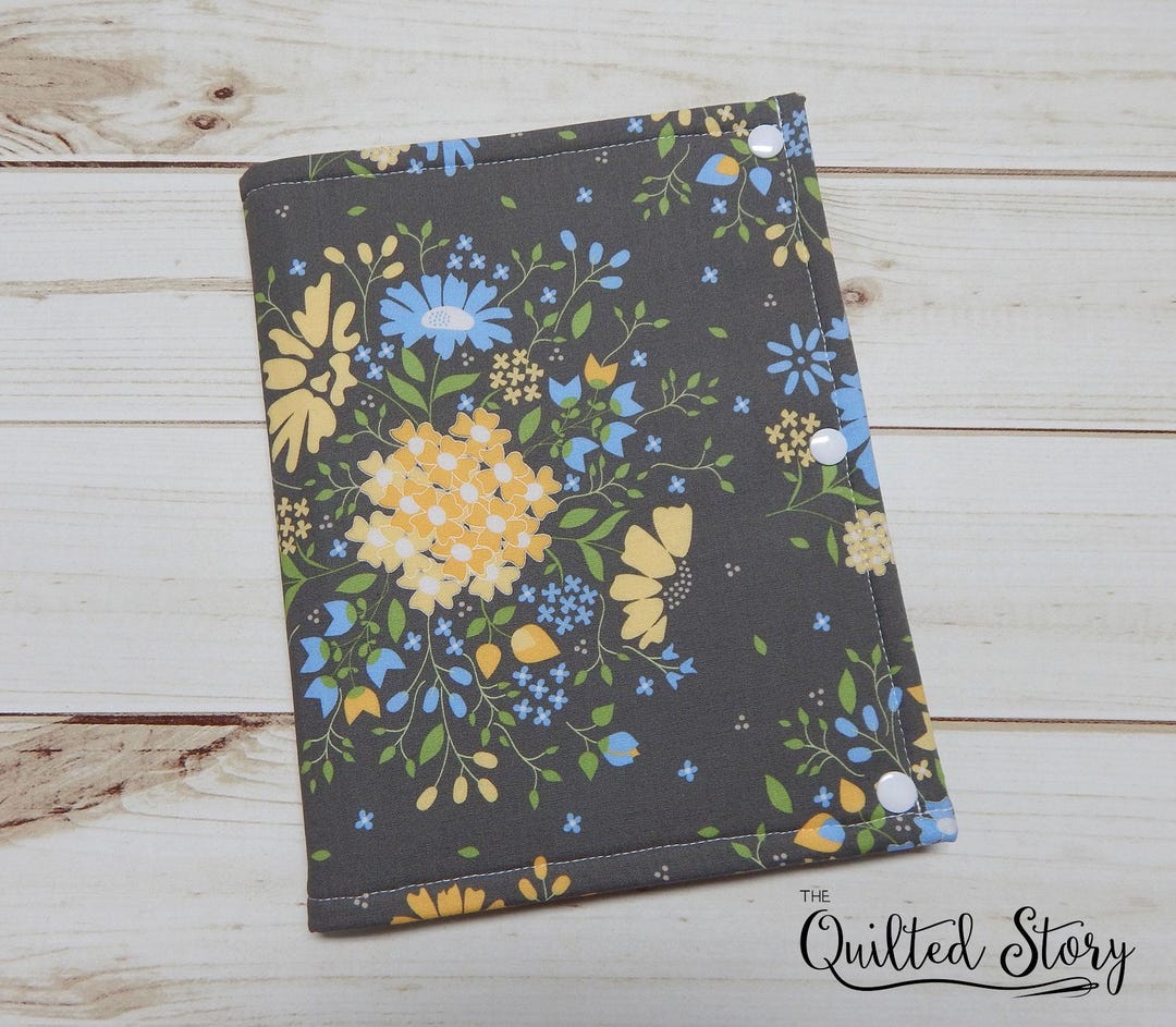 Cross Stitchers Project/notions Folder-gray/yellow Floral Themed-floss ...