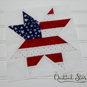 LARGE Sizes American Star Quilting Pattern-PDF Foundation Paper Piecing Quilt Block Pattern Download-Multiple Sizes Included