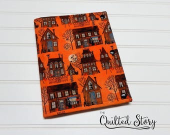 Orange Halloween Haunted Mansion Cross Stitchers Project Folder-Floss Organizer-Pocket Folder-Needlework Case-Needleworkers Project Folder