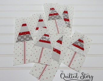 4" Candy Cane Lane Tree Block Pattern-PDF Foundation Paper Piecing Quilt Block Pattern Download-Tree Block-Multiple Sizes Included-Christmas