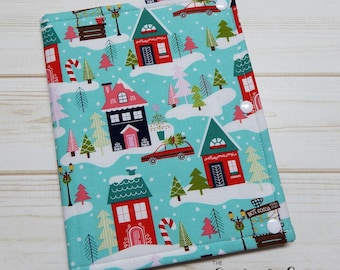 Christmas Village Themed Cross Stitcher Project Folder-Houses-Floss Organizer-Pocket Folder-Needlework Case-Cross Stitchers Project Folder