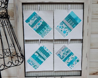 Quilt Block Foundation Paper Piecing Quilt Block Pattern-Strippy Squares Block-PDF Quilt Block Pattern Download-Multiple Sizes Included