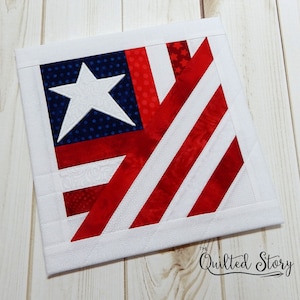 Quilting Pattern-Patriots Flag Quilt Block Pattern-PDF Foundation Paper Piecing Quilt Block Pattern Download-Multiple Sizes Included