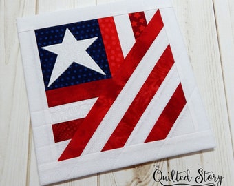 Quilting Pattern-Patriots Flag Quilt Block Pattern-PDF Foundation Paper Piecing Quilt Block Pattern Download-Multiple Sizes Included