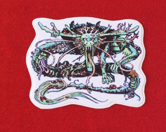 Old Water dragon vinyl sticker, vinyl laptop decal, weatherproof glossy decal