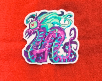Young Abyss dragon vinyl sticker, vinyl laptop decal, soft touch decal