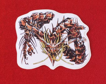 Old Metal dragon vinyl sticker, vinyl laptop decal, weatherproof glossy decal