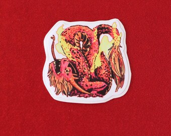 Young Fire dragon vinyl sticker, vinyl laptop decal, weatherproof glossy decal