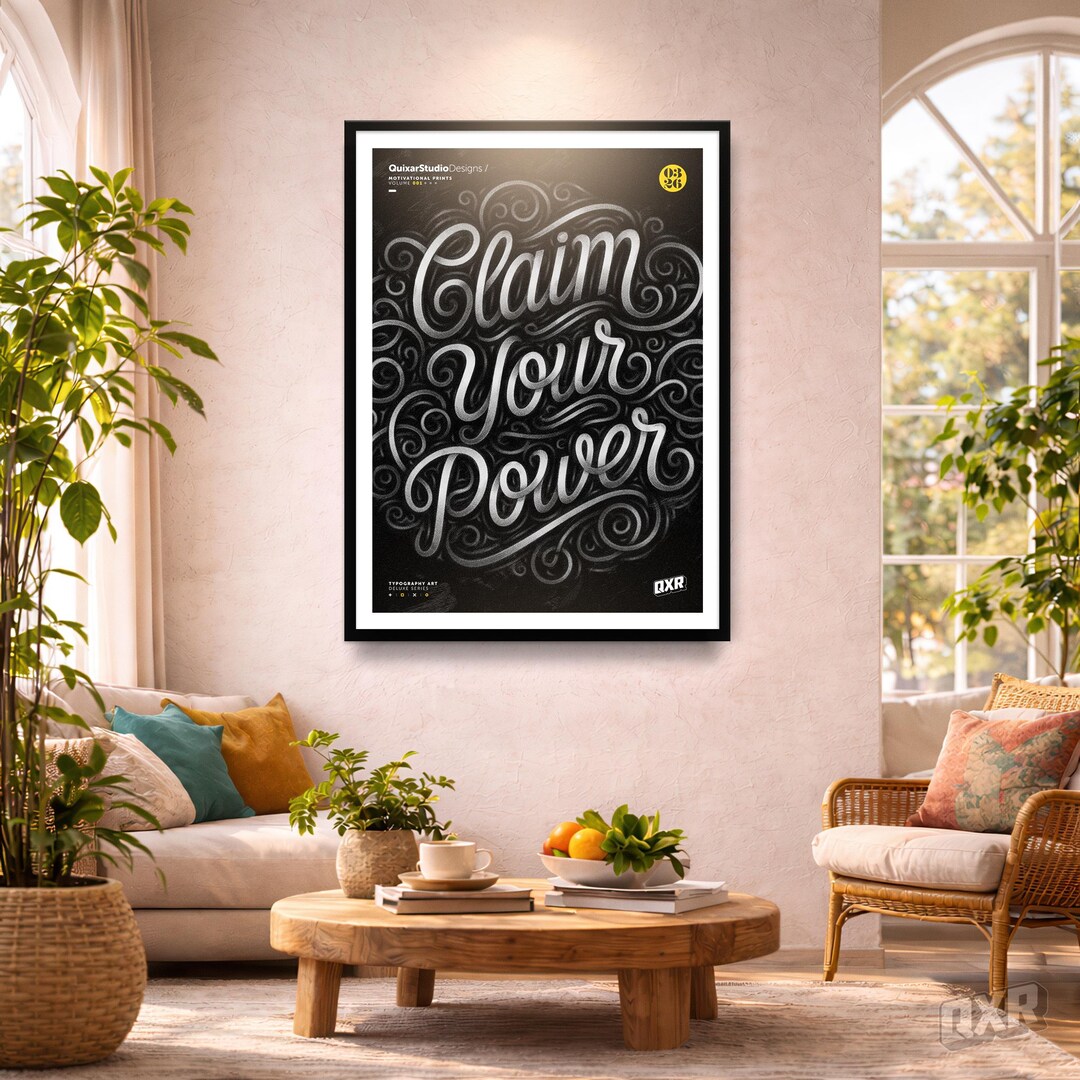 Claim Your Power Poster, Motivational Typography Wall Art ...