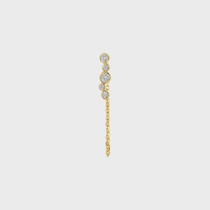 14k Real Gold Diamond Chain Earrings 18k Round Lab Grown Dainty Diamond Unique Statement Earring Modern Everyday Dangling Chain Earrings