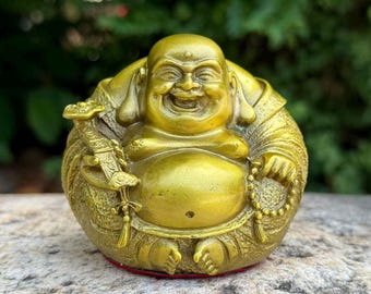Tibet koperen Maitreya Boeddhabeeld, Happy Laugh Fat Boeddha beeldje, Boeddhisme Tempel decor Geluk Feng shui decor