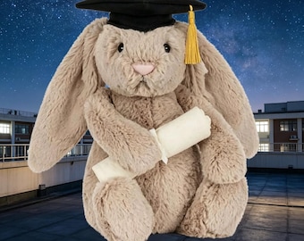 Conjunto de graduación Jellycat Bashful Bunny, completamente nuevo con etiquetas y bolsa guardapolvo.