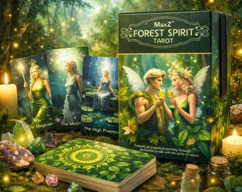 Forest Spirit Tarot Deck, 78 Tarot Cards + Box | Enchanted Woodland Fairy RWS Style | Nature Mystic Divination Tool | Crystal Gift