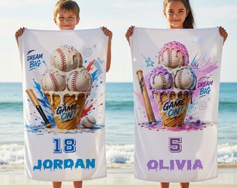 Personalized Baseball Beach Towel - Baseball Gift