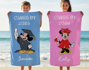 Personalized Mickey Class Of '26 Beach Towel, Graduation Gift, Pool Towel