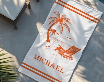 Personalized Palm Tree Beach Towels, Couple Gift Towel